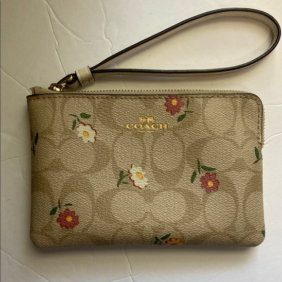 Coach Handbags - Coach Tan and Red Floral Clutch
